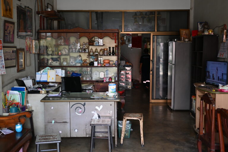 A modern refrigerator in a kitchen.