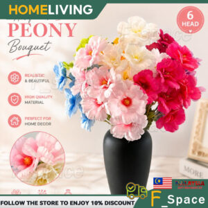 6 Heads Peony Artificial Flower Bouquet Bunga Peoni Hiasan: Pilihan Dekorasi Elegan untuk Kediaman
