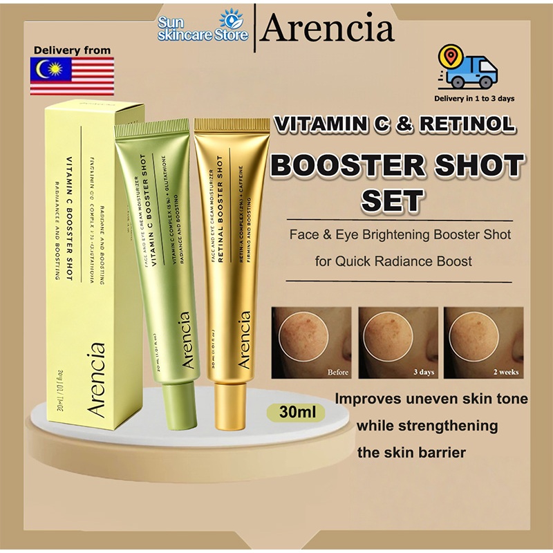Adakah MY 𝐬𝐭𝐨𝐜𝐤 [𝐀𝐑𝐄𝐍𝐂𝐈𝐀] Vitamin C / Retinal Booster Shot Berkesan untuk Kulit Kusam dan Bintik Hitam?