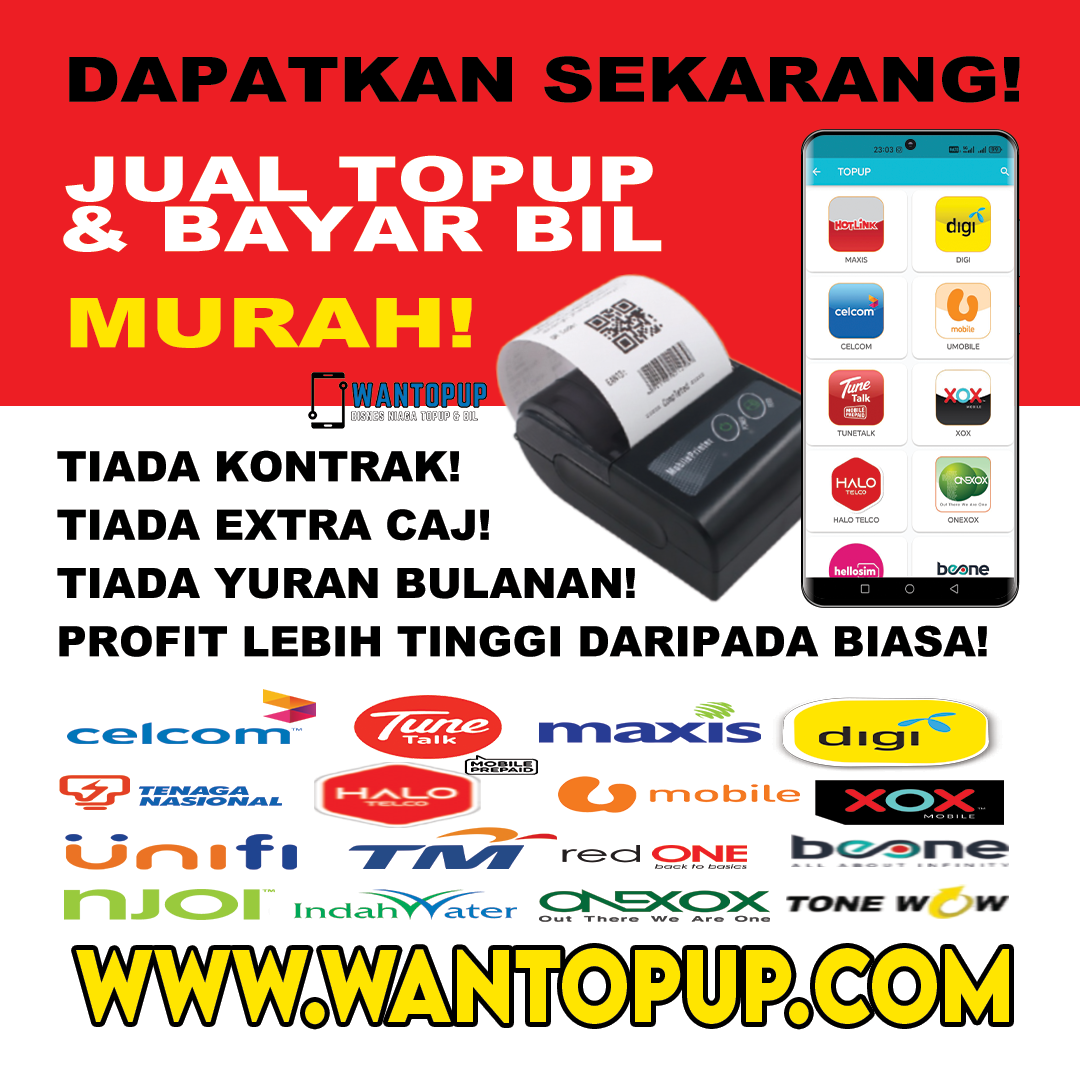 Daftar Dealer Jual Topup & Bayar Bil Harga RM5