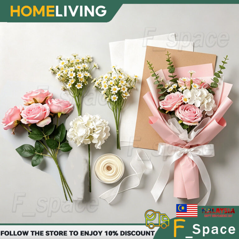 DIY Artificial Flower Bouquet Kit Wrapping Paper Ribbon Card: Berbaloi Beli Set Lengkap Bunga Tiruan Ini?