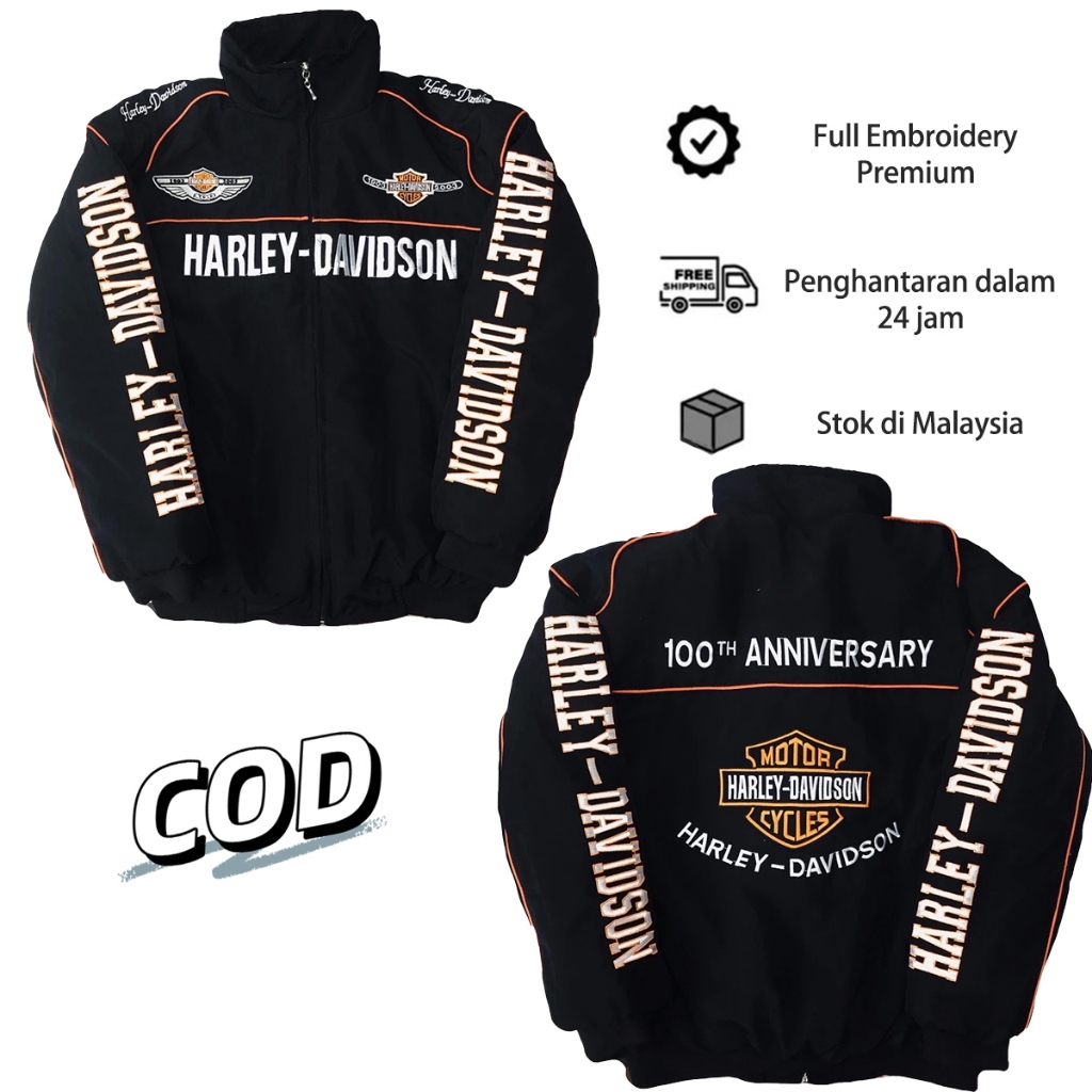 Harley Davidson Racing Embroidery Jacket Lelaki: Jaket Kalis Angin Tanpa Padding Cotton Sesuai Cuaca Malaysia?