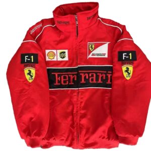 F1 Ferrari Embroidery Racing Jacket: Gaya Retro untuk Peminat Permotoran