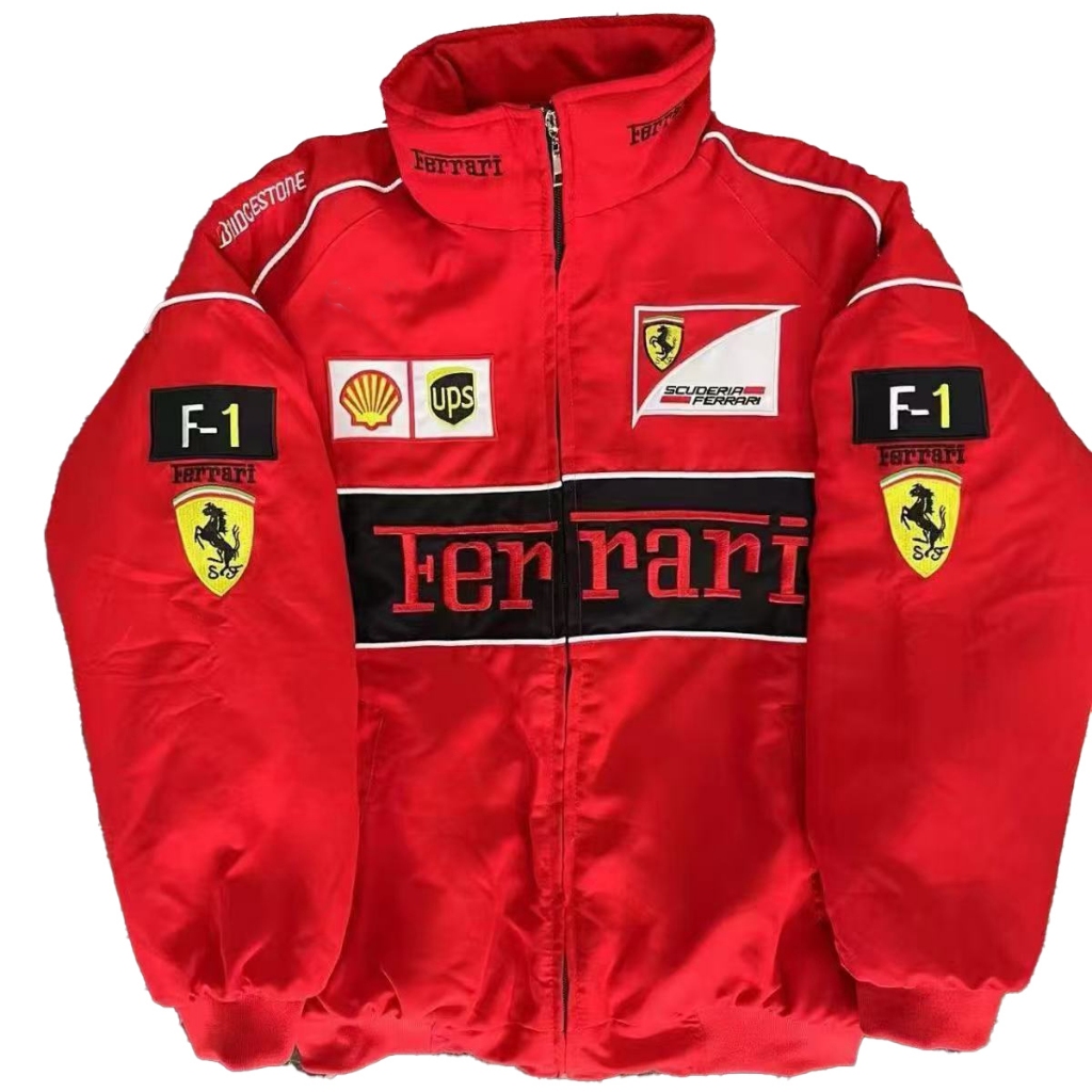 F1 Ferrari Embroidery Racing Jacket: Gaya Retro untuk Peminat Permotoran