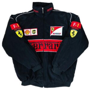 F1 Ferrari Racing Jacket Embroidery Long Sleeve: Jaket Windbreaker Nipis Tanpa Padding Cotton Sesuai untuk Cuaca Malaysi
