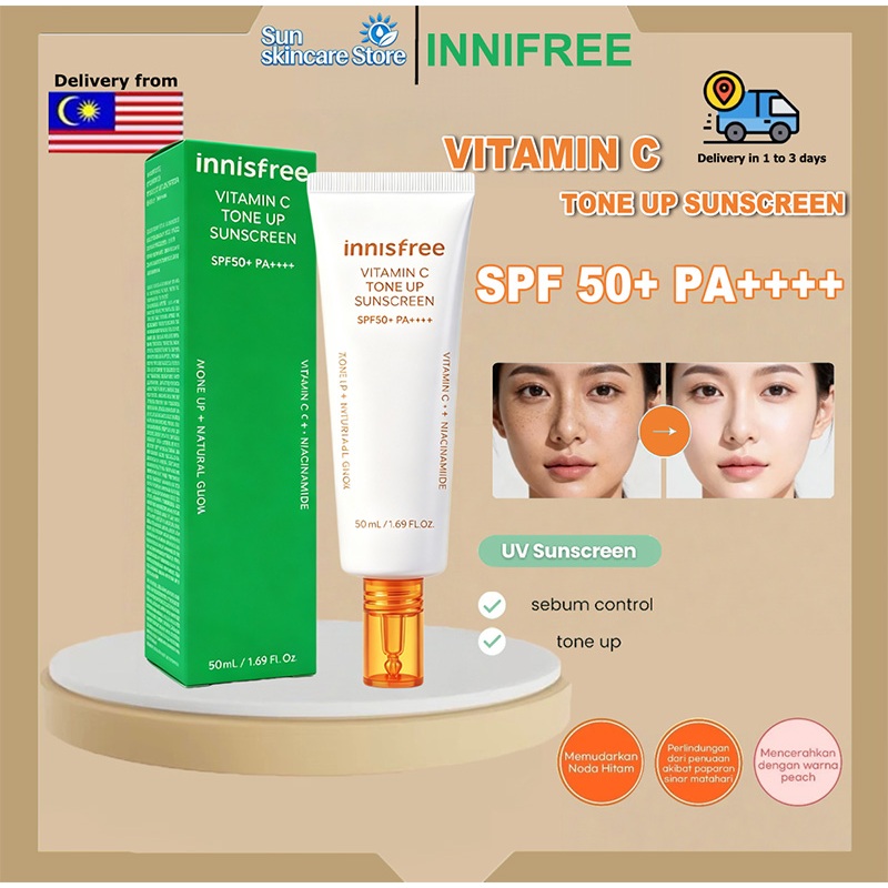 INNISFREE Vitamin C Tone Up Sunscreen SPF50+ PA++++: Sesuai untuk Kulit Kusam dan Sensitif?