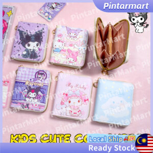 Kuromi Wallet Girl Sanrio Melody Cinnamoroll Coin Purse Mini Zip Short Wallet For Kids: Cukup Praktikal untuk Dompet Sek