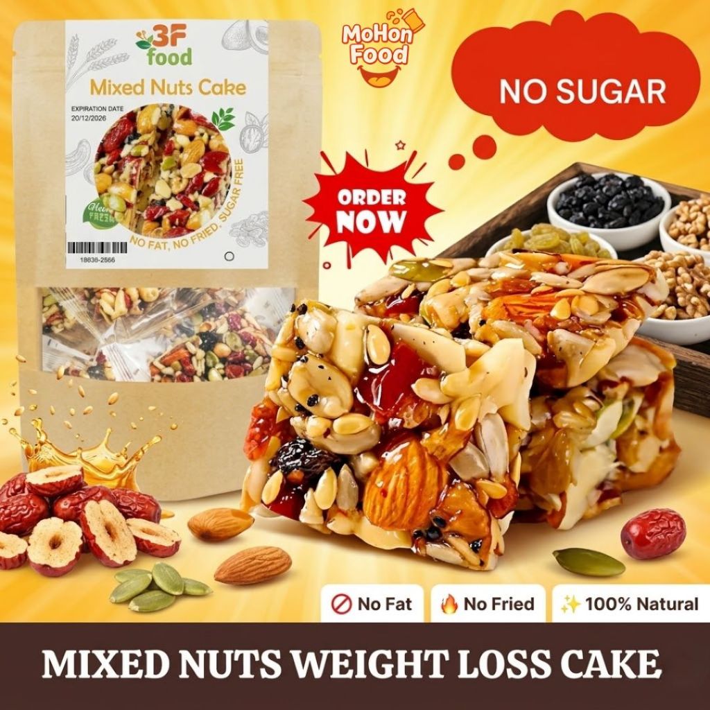 Snek Rendah Karbohidrat: Siapa yang Sesuai Makan 3F FOOD MIXED NUTS CAKE?