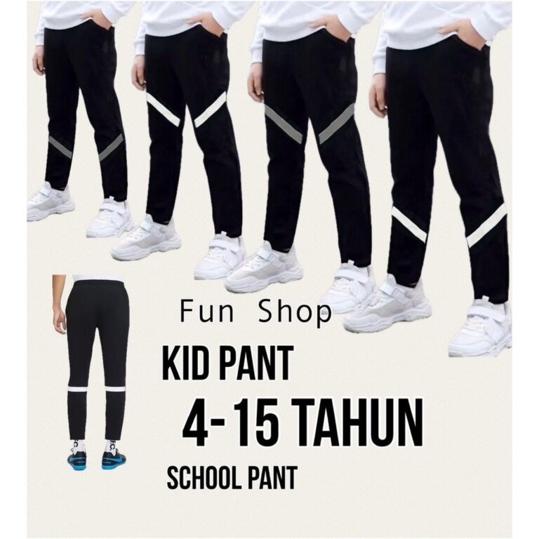 Panduan Saiz dan Ciri 200Gsm Unisex Seluar Budak Panjang Sekolah Rendah