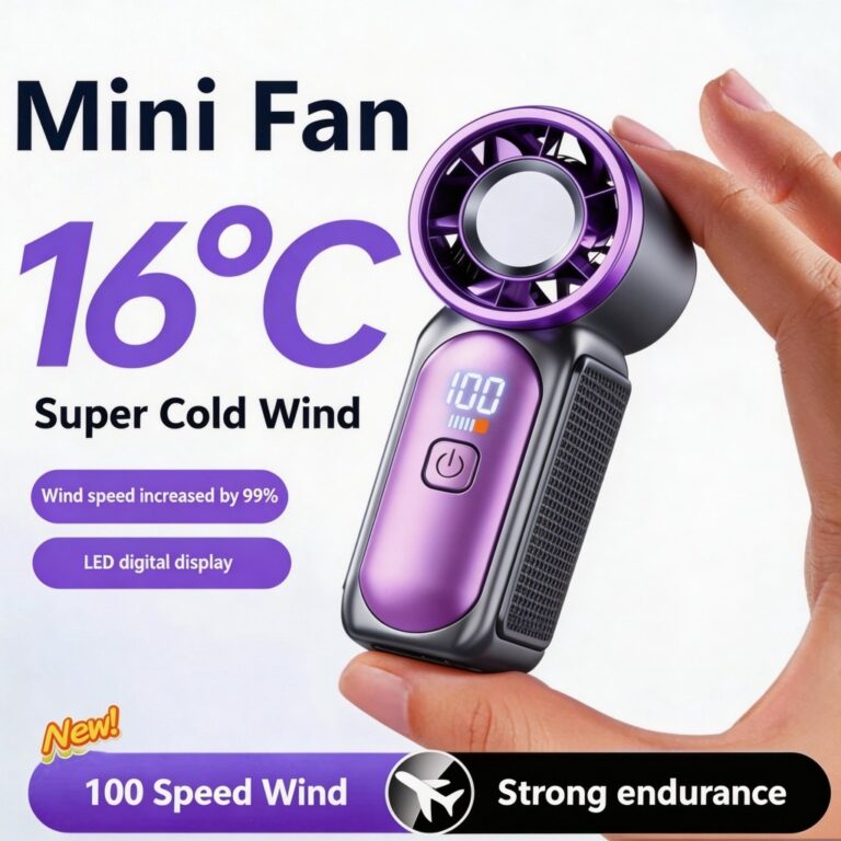 Kipas Mini Mudah Alih Turbo 6000mAh untuk Kegunaan Luar dan Perjalanan