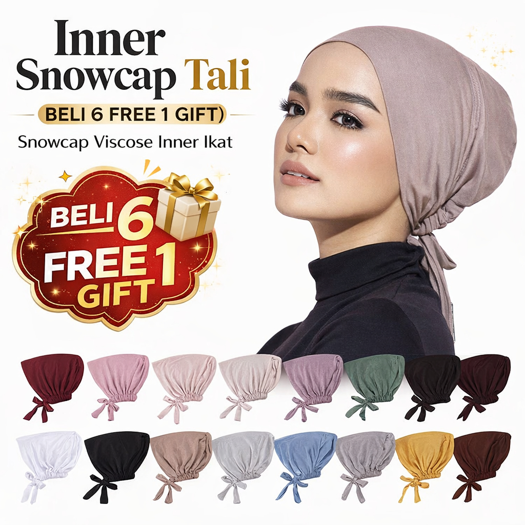 36 COLORS Tudung Inner Snowcap Bertali Adjustable: Selesa dan Kemas Sepanjang Hari