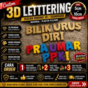 3D Lettering dan Numbering: Hiasan Dinding, Signage dan Pilihan Warna
