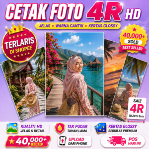 Cetak Foto Glossy 4R HD Berkualiti Tinggi