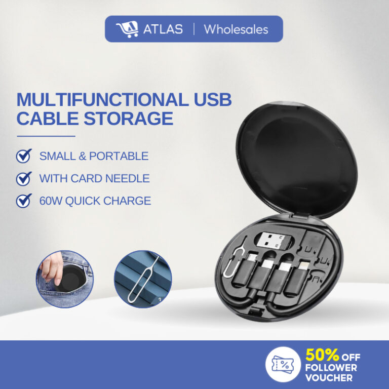 Kabel Pelbagai Guna ATLAS 60Wpd dengan Kotak Simpanan dan Holder Telefon