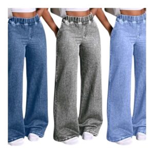 Baggy Elastic atau Pinggang Getah Wide Leg Jeans 26-46 Ready Stock