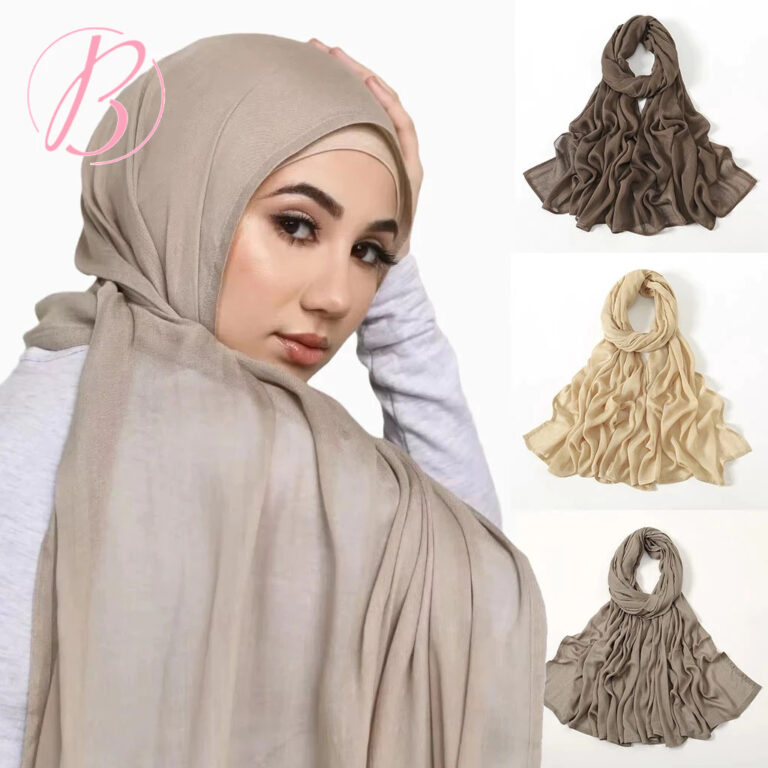 Kelebihan BERRLY Tudung Plain Modal Soft Hijab Shawl Rayon Headscarf Brimmed Double Stitch Selendang Muslim Woman Scarf