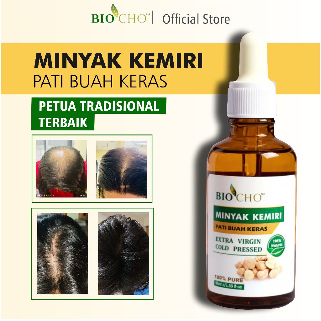 BIOCHO - MINYAK BUAH KERAS KEMIRI Asli untuk RAMBUT GUGUR