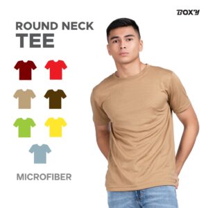 Boxy Baju Microfiber Unisex Dri Fit Leher Bulat Lengan Pendek Sesuai untuk Sukan dan Santai