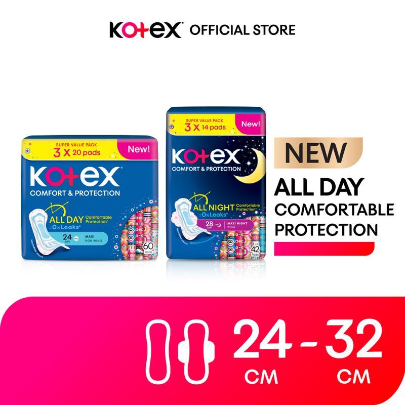 Pakej 3 Unit Tuala Wanita Kotex Comfort And Protection Maxi dan Overnight