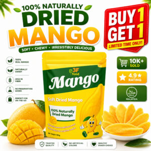 BUY 1 GET 1 Soft Dried Mango Chewy Sweet Natural Snack 芒果干: Rasa Mangga Semula Jadi yang Kenyal