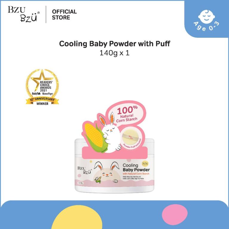 Bedak Sejuk Bayi BZU BZU Cooling Baby Powder dengan Puff 140g
