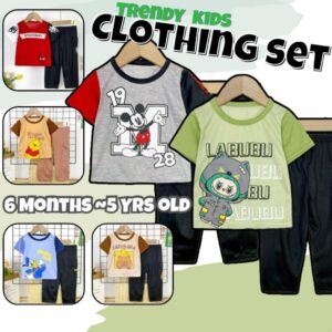 CantikBaby Set Lengan Pendek dan Seluar Panjang Budak 6 Bulan Hingga 9 Tahun