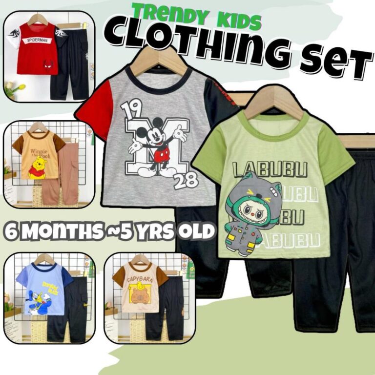 CantikBaby Set Lengan Pendek dan Seluar Panjang Budak 6 Bulan Hingga 9 Tahun