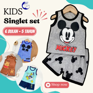 Set Baju Singlet Budak Lelaki CantikBaby: Pilihan Pakaian Musim Panas Cotton