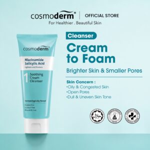Cosmoderm Niacinamide Salicylic Acid Soothing Cream Cleanser untuk Kulit Berminyak dan Berjerawat