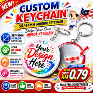 Custom Button Badge Keychain Mirror Printed Personal Keychain with Mirror Gift Keychain Mirror DIY Keychain Mirror