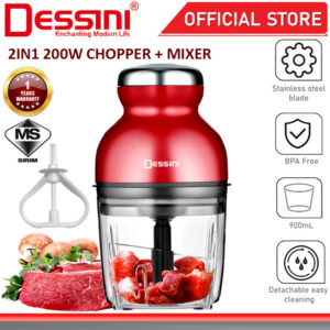 Dessini Italy Pencincang Bawang Daging Mesin Capsule Cutter Spin Chopper Meat Grinder (900 ml) RS-1686: Adakah Cukup Ber