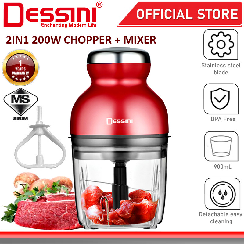 Dessini Italy Pencincang Bawang Daging Mesin Capsule Cutter Spin Chopper Meat Grinder (900ml) RS-1686: Adakah Cukup Berk
