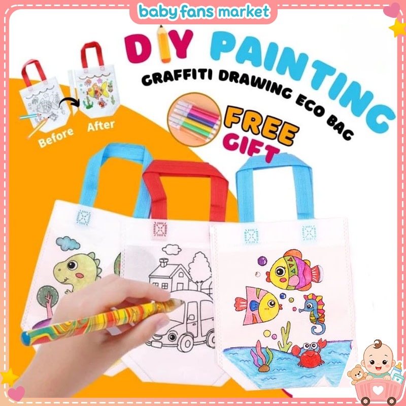 DIY Painting Graffiti Creative Single Sided Drawing Eco Bag Birthday Party Gift