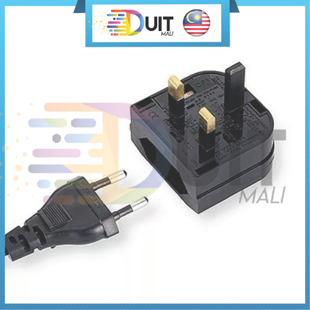 Penyesuai Plug DM 2 PIN ke 3 PIN Standard UK Malaysia