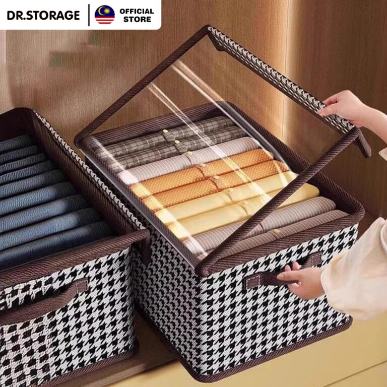 DR.STORAGE Foldable Clothes Storage Box dengan Rangka Besi untuk Penyimpanan Pakaian