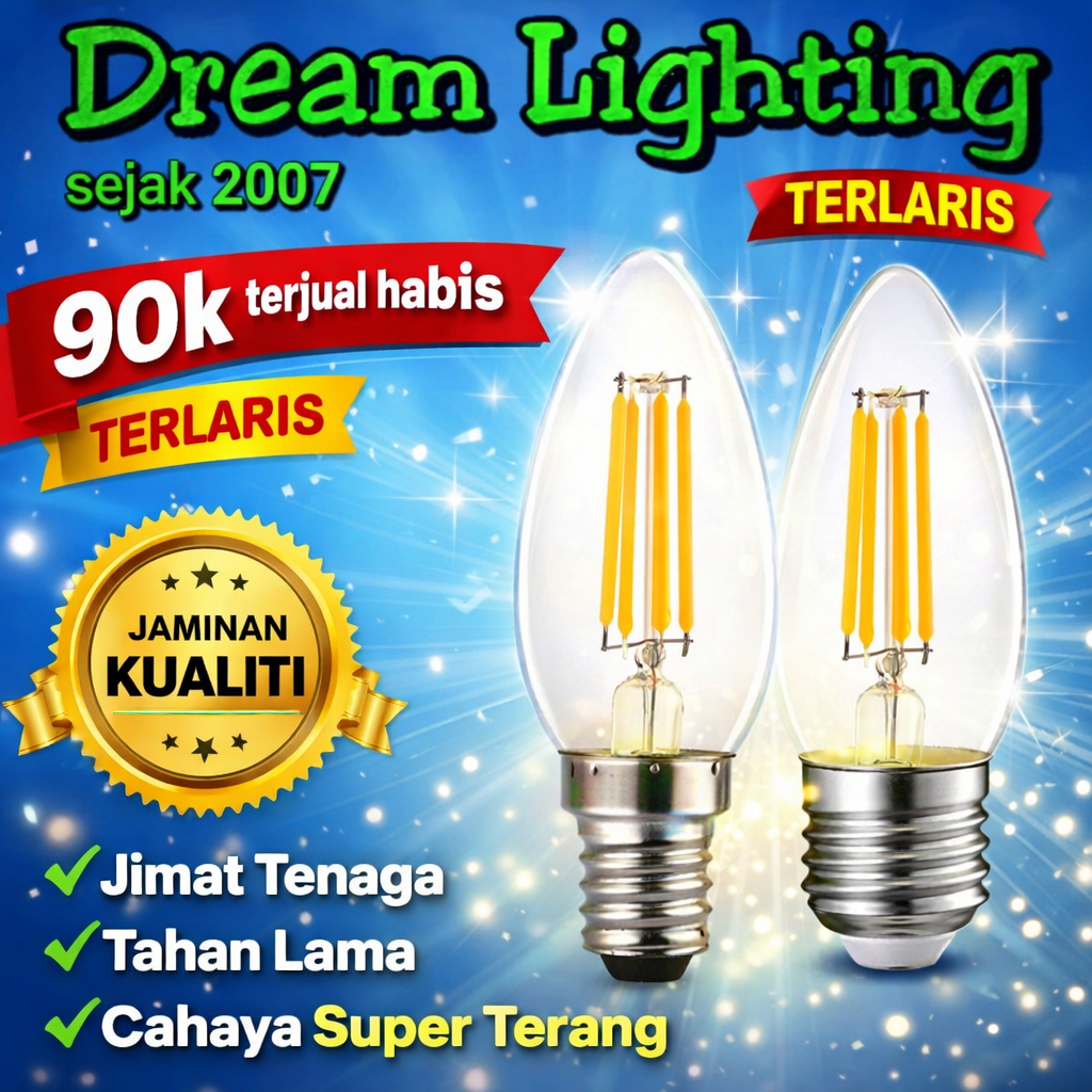 Mentol Lampu Dream Lighting E14 E27 4W LED C35 COB