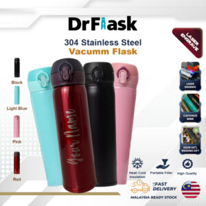DrFlask HADIAH PINTU BOTOL Tahan Air Panas TERMOS 500ml 304 SUS: Pilihan BOTOL Minimalis dengan Ukiran Laser