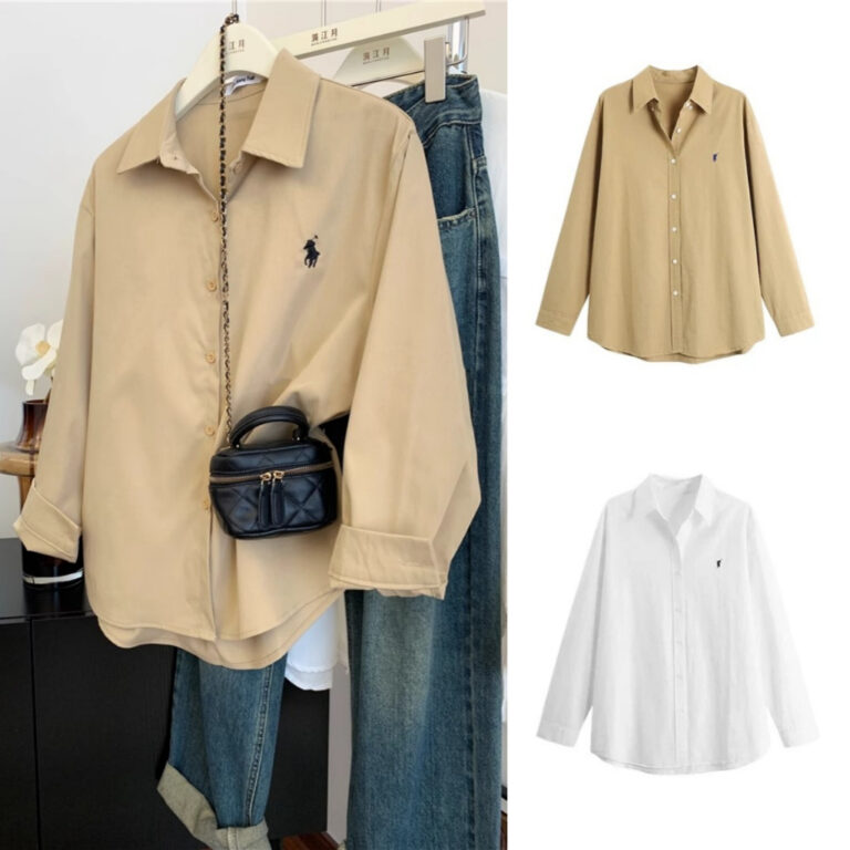 Beryl Solid Color Fold-Over Collar Shirt: Rekaan Koridor Korean Style dan Ciri Loose Fit