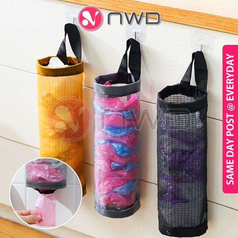Wall Mounted Kitchen Garbage Plastic Bag Holder Hanger Mesh Storage Organizer NWD