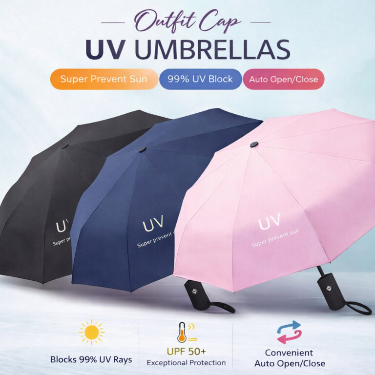 Payung Lipat Automatik UV Fashion: Perlindungan Hujan dan Panas Satu Tangan