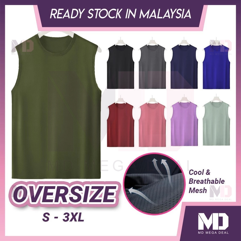 Mega Deal Round Neck Microfiber Singlet Men Jersey Sleeveless Baju Jersi Lelaki Plain Unisex Quick Dry Baju Sukan