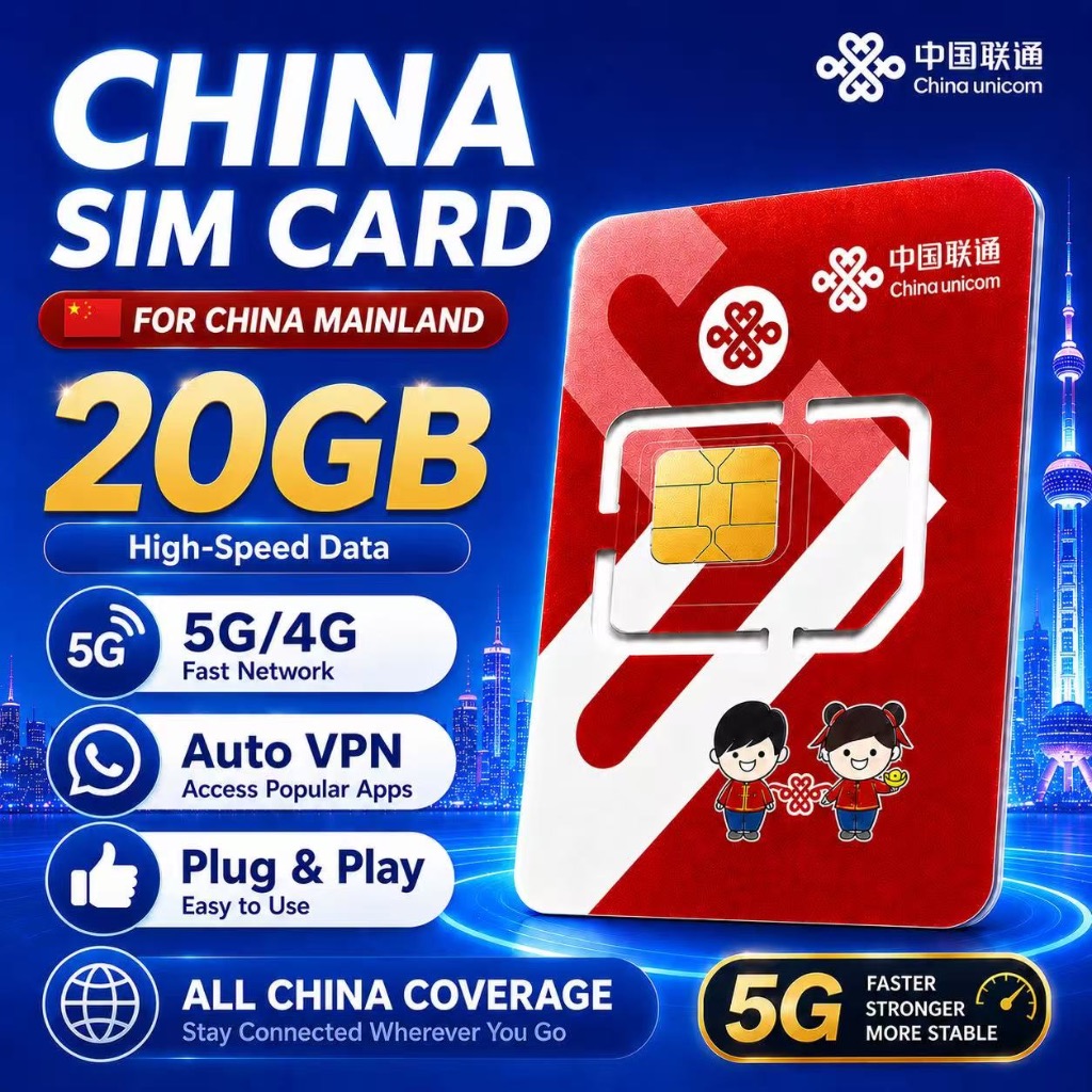 China SIM Card 5G Auto VPN Plug and Play untuk Travel ke China