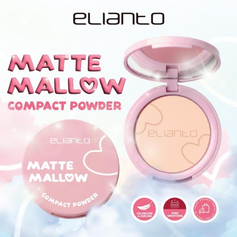 Elianto Matte Mallow Compact Powder untuk Solekan Licin dan Ringan