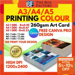 Perkhidmatan Cetakan Digital Warna A3, A4 dan A5 Mengikut Spesifikasi Art Card 260g