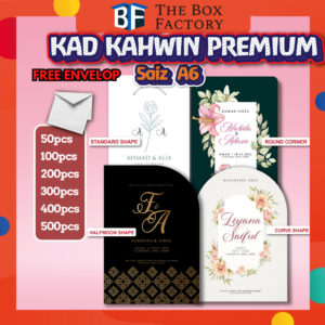 A6 Kad Kahwin Digital Print dengan Sampul Percuma
