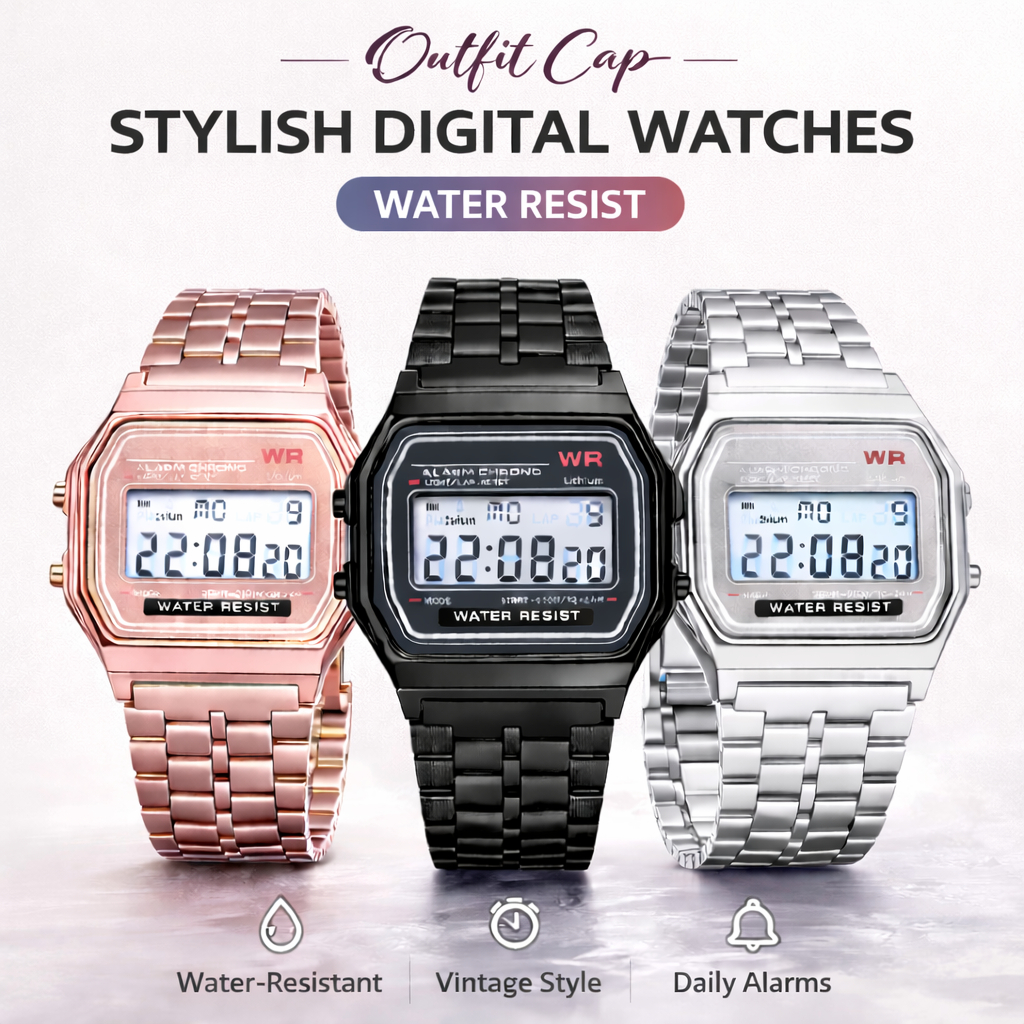 Maksud dan Ciri Fashion Outfit Chain Sporty Watch Multifunctional Unisex Square Electronic Watch Casual Simple Couple Women Men Watches