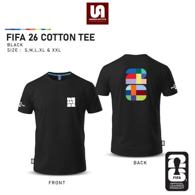 Baju T-Shirt Cotton Rasmi FIFA Edisi Hitam Saiz S Hingga XXL
