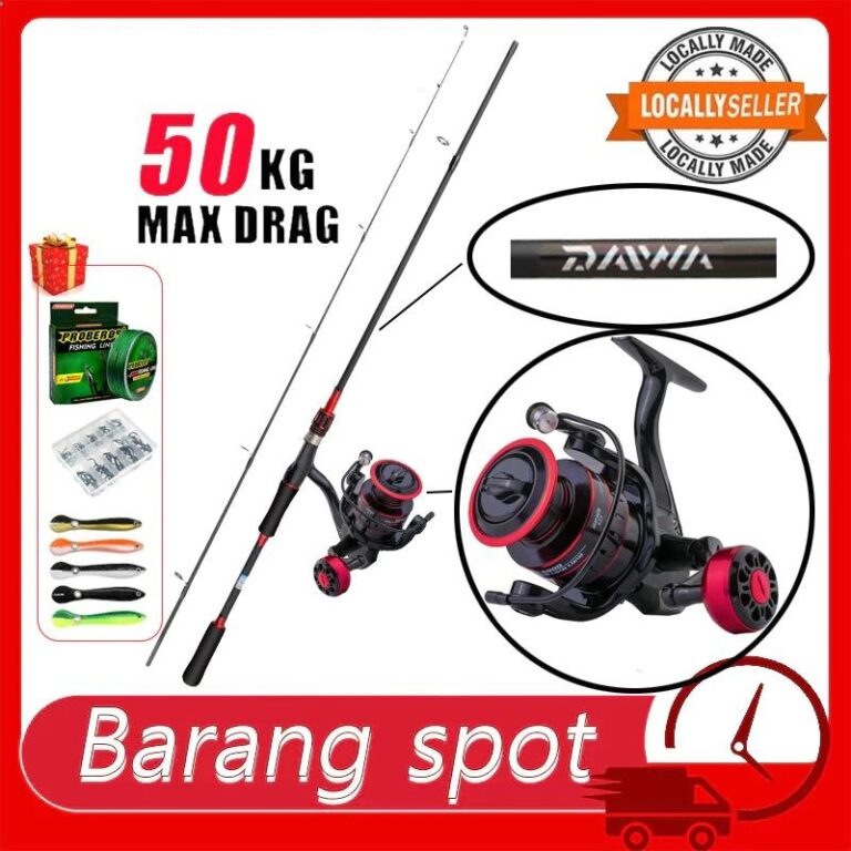 Set Joran Pancing dan Reel Spinning 2 Seksyen untuk Aktiviti Memancing
