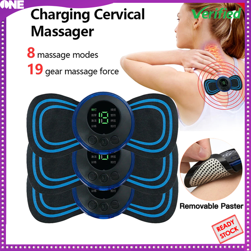 FJONE LCD Display 8 Mode EMS Mini Electric Pulse Neck Massager