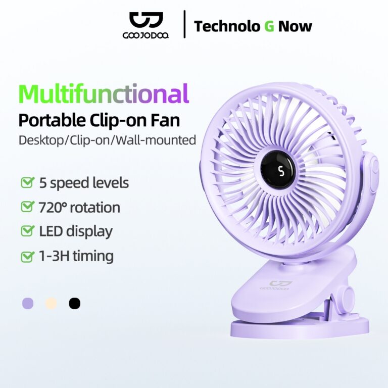 GOOJODOQ 720° Rotation Portable Mini Clip Fan With LED: Keperluan Sebenar untuk Penyejukan Fleksibel